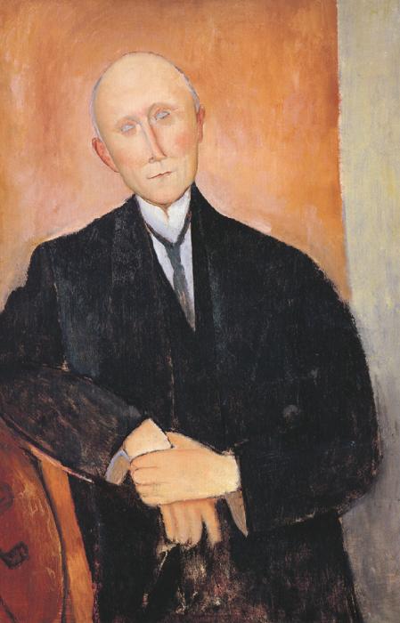 Amedeo Modigliani Seated Man with Orange Background (mk39) oil painting image